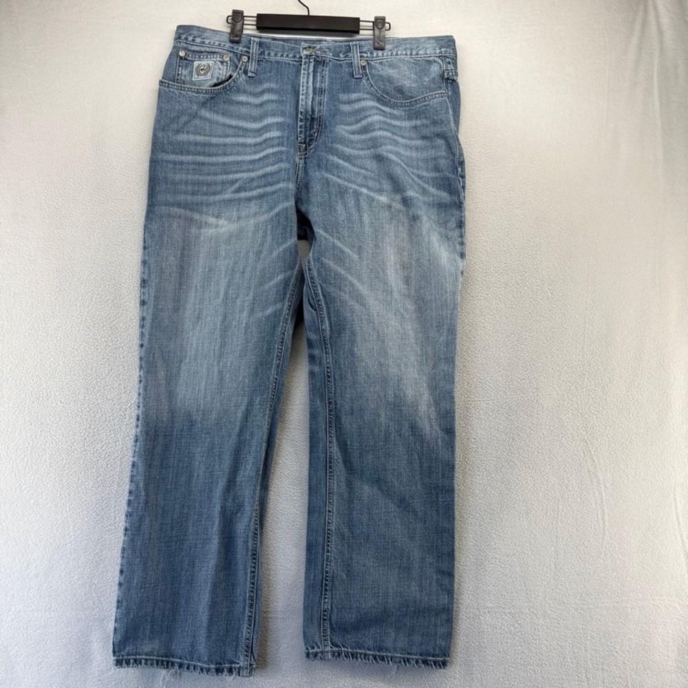 Cinch Jeans Mens 40x32 Blue Relaxed Western Denim Cotton Whisker Faded Cowboy